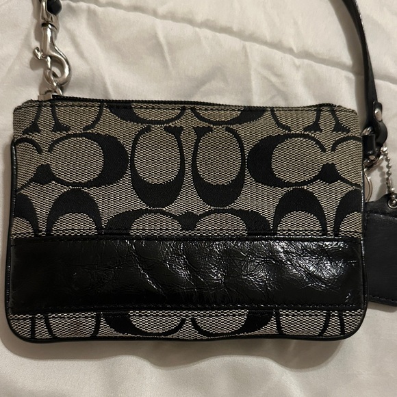 Coach Signature Collection Black and Gray Mini Wristlet - Picture 3 of 7